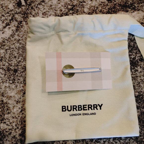 Burberry Tie Clip, metal, silver-tone, comes with baggie as pictured. - Picture 1 of 16